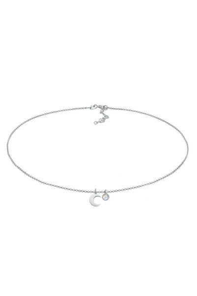 ELLI Halskette Damen Choker Halbmond-Anhänger Astro mit Mondstein-Edelstein i...