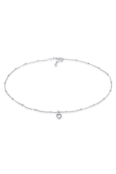 ELLI Halskette Damen Choker Herz Liebe schlicht aus 925er Sterlingsilber