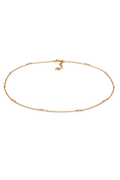 ELLI Halskette Damen Choker Filigran Trend mit rosa Quarzperlen in 925er Ster...