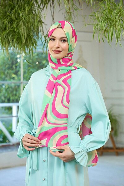 İpekhan Συλλογή Summer Sparkle Μαλακό Σάλι Πράσινο Ροζ 3044-07