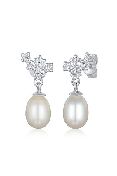 ELLI Ohrringe Damen Ohrhänger Elegant mit Süßwasser-Zuchtperle und laborgrown...
