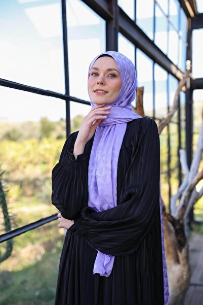 İpekhan Σχέδιο τριγώνου Μεταξένιο Σάλι Ζακάρ Ανοιχτό Λεβάντα 9005-26