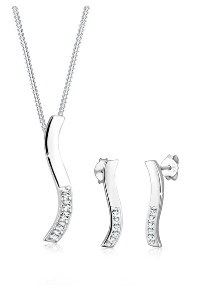ELLI Schmuckset Damenwelle mit Kristallen aus 925er Sterlingsilber