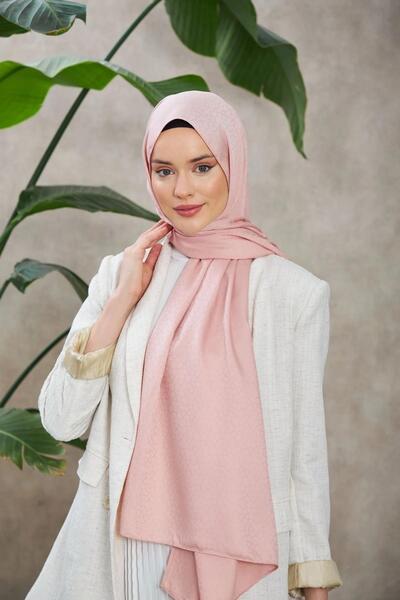 İpekhan Alesa Pattern Silky Jacquard Shawl Powder 9003-22