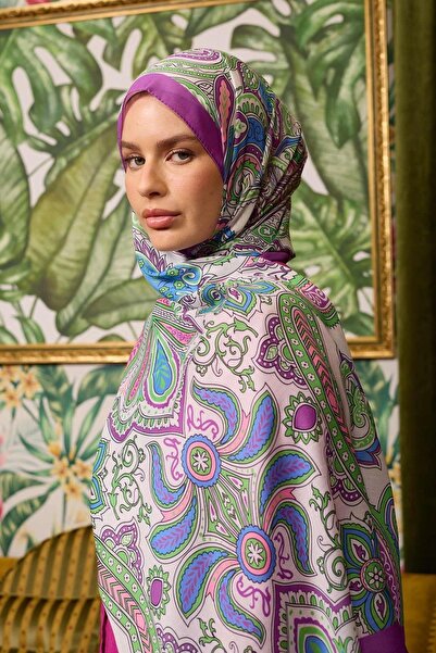 İpekhan Marrakech Koleksiyon Soft Şal Koyu Pembe Yeşil 3048-19