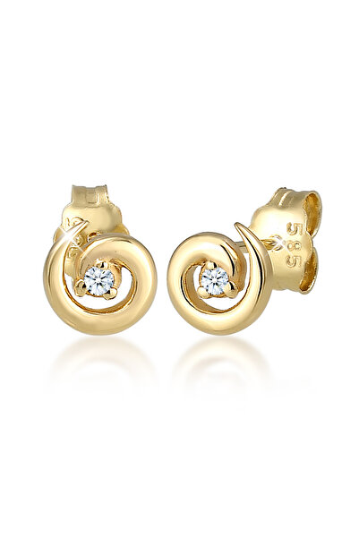 ELLI Earrings Stecker Spirale Diamanten (0.03 ct) 585er Gelbgold