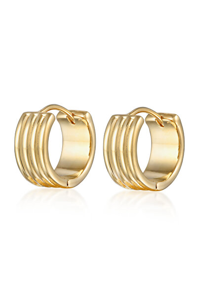 ELLI Ohrringe Damen Creolen Rillen Struktur Klobig Goldfarben