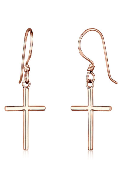 ELLI Earrings Ladies Ear Hanger Cross Symbol in 925 Sterling Silver