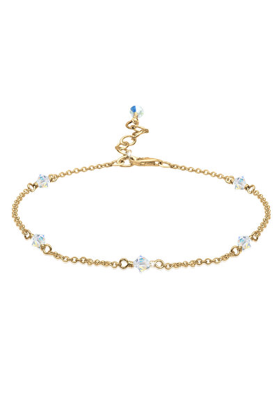 ELLI Fußkettchen Damen Fußkettchen Classic mit Kristallen aus 925er Sterlings...