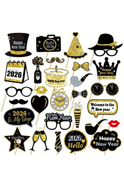 Choice 10inch 29pcs 44pcs and 29pcs Elegant Black Gold 2026 New Year Party De...