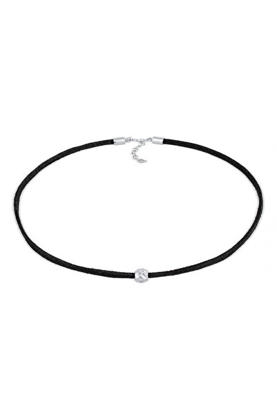ELLI Halskette Damen Choker Perlen Trend mit Kunstleder in 925er Sterlingsilber