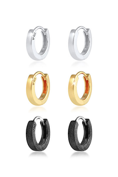 KUZZOI Ohrringe Herren Trend Blogger Oxidiertes Creole-Set aus 925er Sterlingsilber, vergoldet