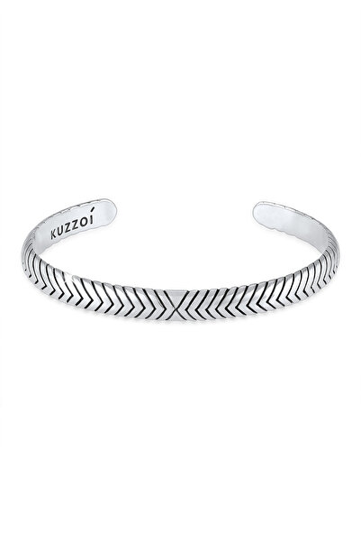 KUZZOI Bracelet Herren Armreif Oxidiert Offen Basic 925 Silber