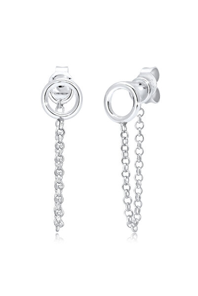 ELLI Ohrringe mit Kreiskette und geometrischem Design aus 925er Sterlingsilber