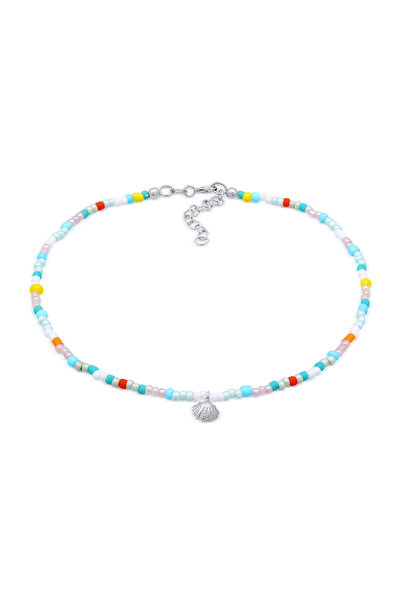 ELLI Damen-Fußkettchen mit Glaskugeln, sommerlich bunt, aus 925er Sterlingsilber