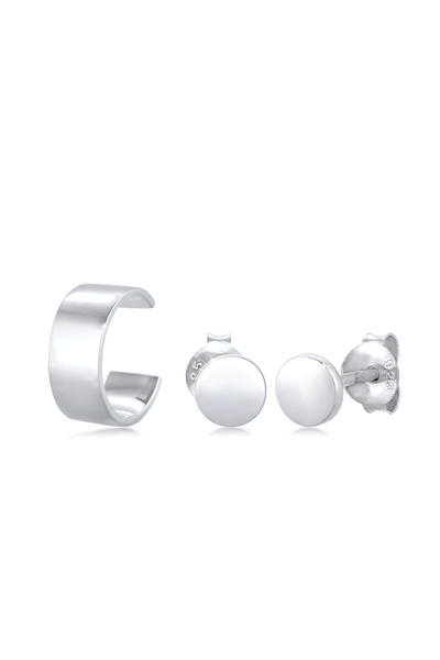 ELLI Ohrring-Set Ohrstecker Ohrklemme Geo-Look Basic Minimal aus 925er Sterli...