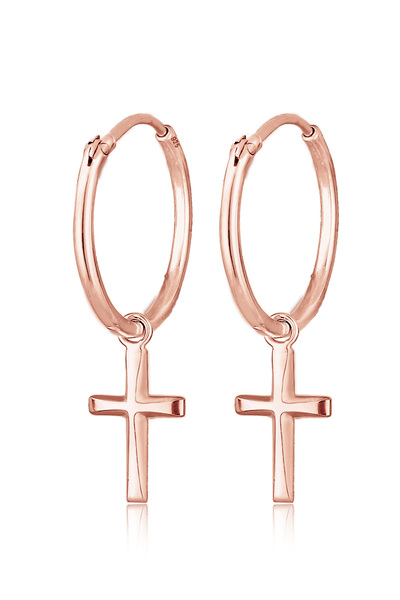 ELLI Ohrringe Damen Creolen Kreuz Anhänger Glaube Religion aus 925er Sterlingsilber