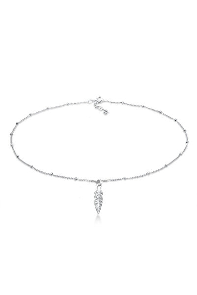 ELLI Halskette Damen Choker Federanhänger Boho aus 925er Sterlingsilber