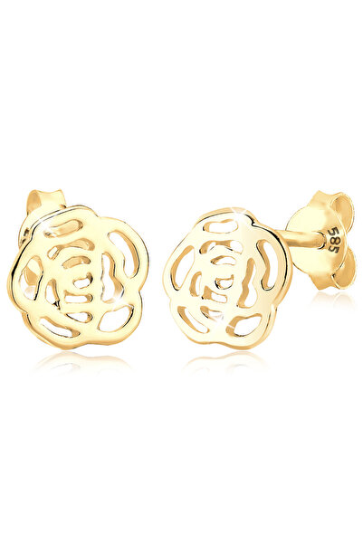 ELLI Earrings Rose Blume Blüte Sommer 585 Gelbgold