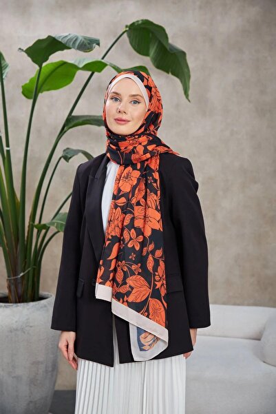 İpekhan Πορτοκαλί Siyag Fulya Μαλακό Σάλι - 3041-08