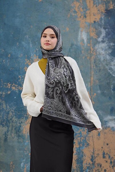 İpekhan Anthracite Indian Voile Shawl - 5008-13