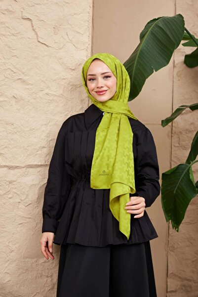 İpekhan Cross Desen İpeksi Jakar Şal Yağ Yeşili 9006-21