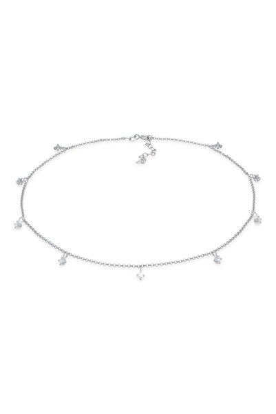 ELLI Halskette Damen Choker Solitär funkelnd mit Zirkonia-Kristallen in 925er...