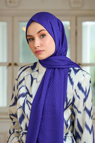 İpekhan شال جاكار حريري أزرق منتصف الليل - مجموعة سمر فوار 9017-12