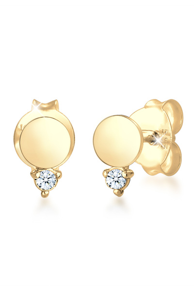 ELLI Earrings Ohrstecker Kreis Diamant (0.03 ct.) 585er Gelbgold