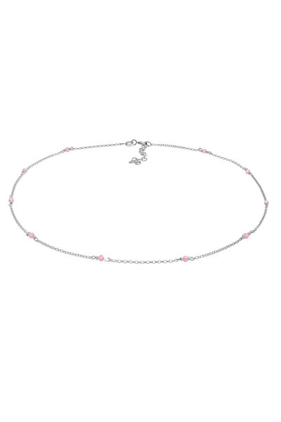 ELLI Halskette Damen Choker Filigran Trend mit rosa Quarzperlen in 925er Ster...