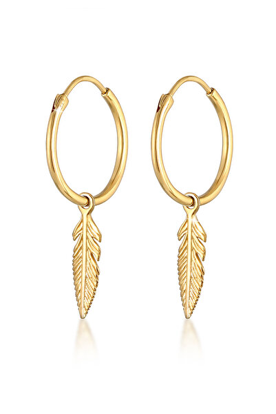 ELLI Ohrringe Damen Creolen Feder Boho Spirit Festival Trend aus 925er Sterli...