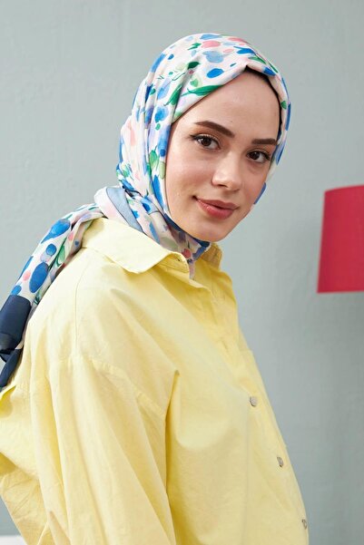 İpekhan شال فيسكوز قطني باللون الأزرق الداكن من سلسلة Botanik - 3023-04