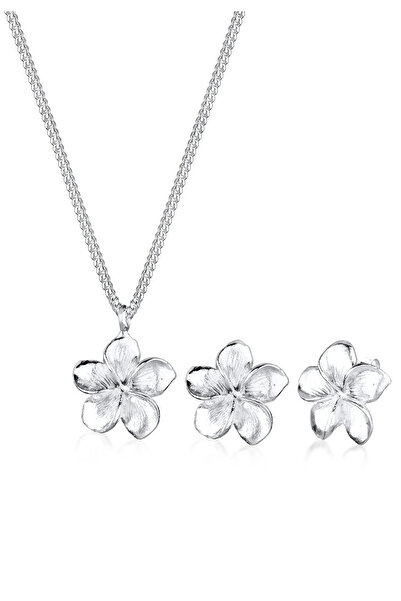ELLI Schmuckset für Damen mit Frangipani-Blumen-Anhänger und Ohrsteckern aus ...