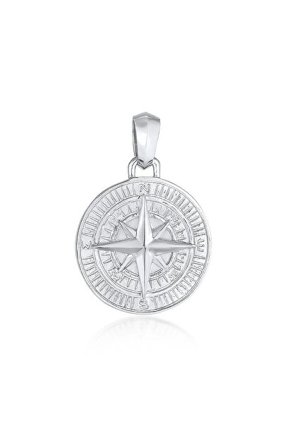 KUZZOI Anhänger Herren-Kompass-Anhänger Massiv aus 925er Sterlingsilber, oxid...