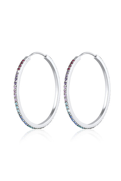 ELLI Ohrringe Rainbow Creoles Elegant mit Kristallen aus 925er Sterlingsilber...