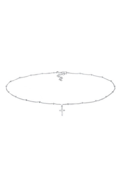 ELLI Dámsky náhrdelník Choker s guľôčkovým krížom Faith Basic zo striebra 925