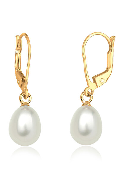 ELLI Ohrringe Damen Ohrhänger Classic Basic mit Süßwasser-Zuchtperle in 925er...