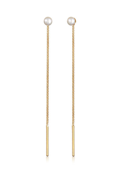 ELLI Ohrringe Damen Anhänger Süßwasser-Zuchtperlen Pull-Through Trend Minimal...