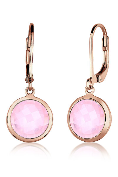 ELLI Earrings Rosenquarz Basic Klassisch 925 Silber rosé vergoldet