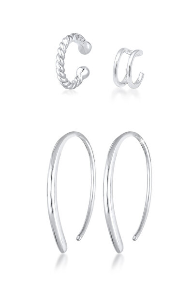 ELLI Ohrringe Creole Ear Cuff Set Basic Blogger Trend 925 Sterlingsilber