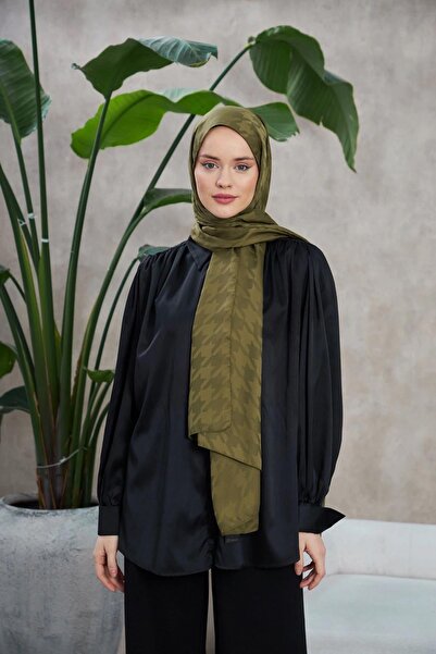 İpekhan Neo Kazayağı Desen İpeksi Jakar Şal Haki 9010-15