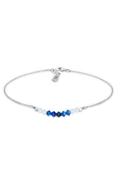 ELLI Fußkette für Damen mit modernem Ball-Anhänger und Kristallen aus 925er S...