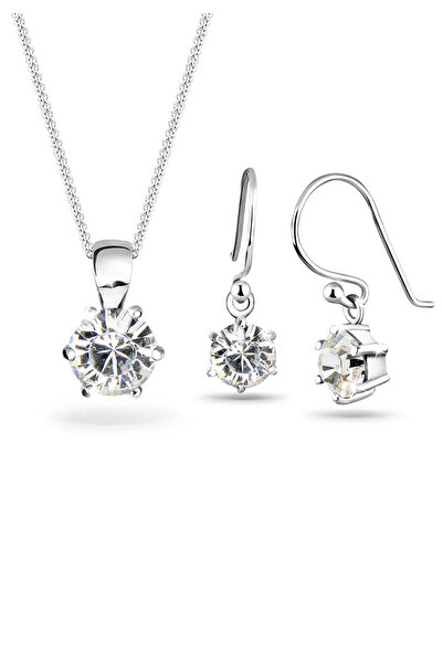 ELLI Schmuckset für Damen mit Kristallen aus 925er Sterlingsilber, 45 cm lang