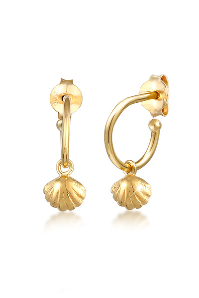 ELLI Earrings Creolen Herzmuschel Hänger Sommer Trend 925 Silber