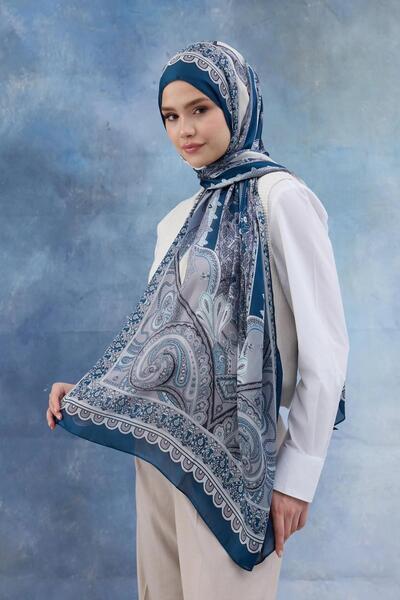 İpekhan Синьо индийско воале шалче - 5006-01