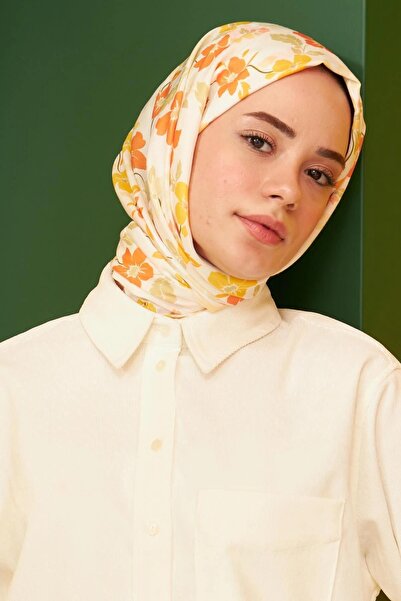 İpekhan اميليا شال قطن بتصميم مُطبع لون أصفر 3025-04