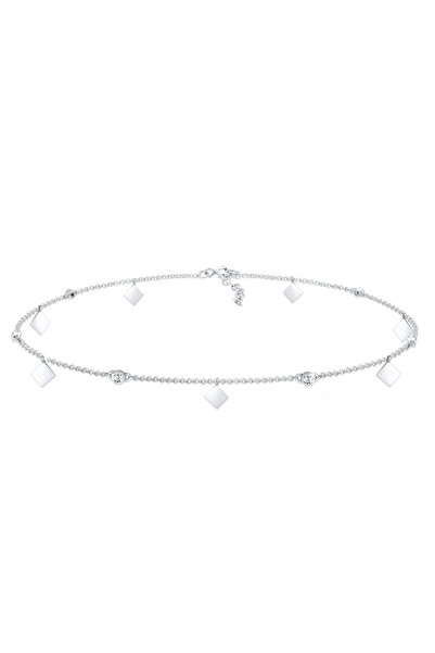 ELLI Halskette Damen Choker Solitär funkelnd Geo mit Kristallen in 925er Ster...