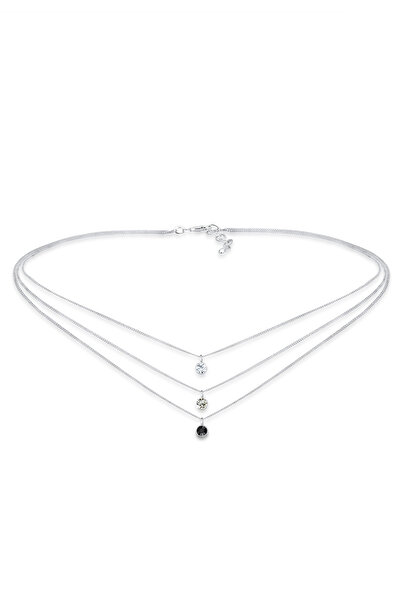 ELLI Halskette Damen Choker Layer mit Kristallen aus 925er Sterlingsilber