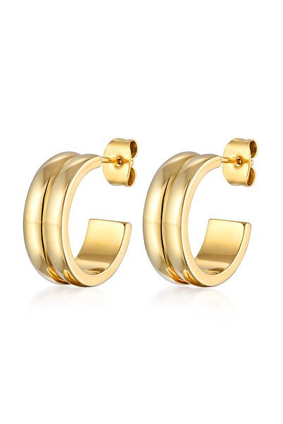 ELLI Ohrringe Damen Creoles Plug Chunky Trend Goldfarben