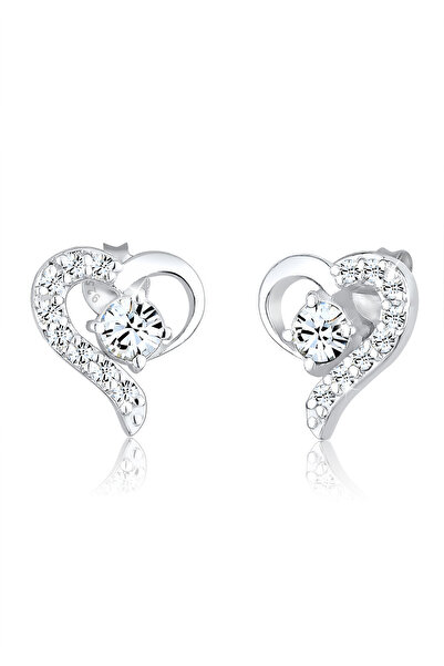 ELLI Ohrringe Damen Ohrstecker Herz mit Kristallen in 925er Sterlingsilber